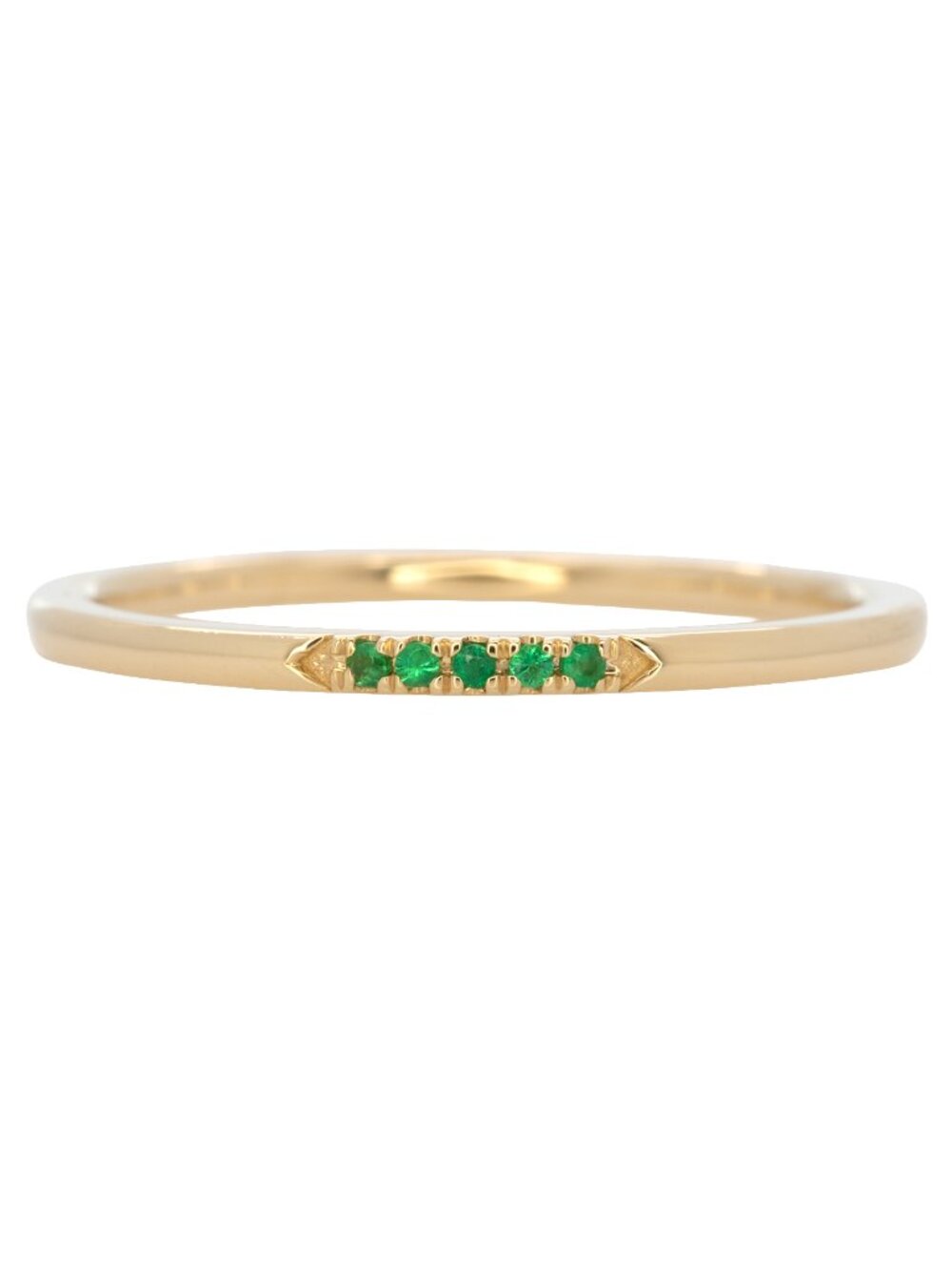 Tsavorite Garnet Band — Dainty 14K Yellow Gold Stackable Band